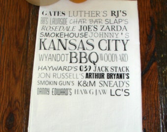 Kansas City Bbq Decorative Flour Sack Towels 100% Cotton-METRO PILLOW KC