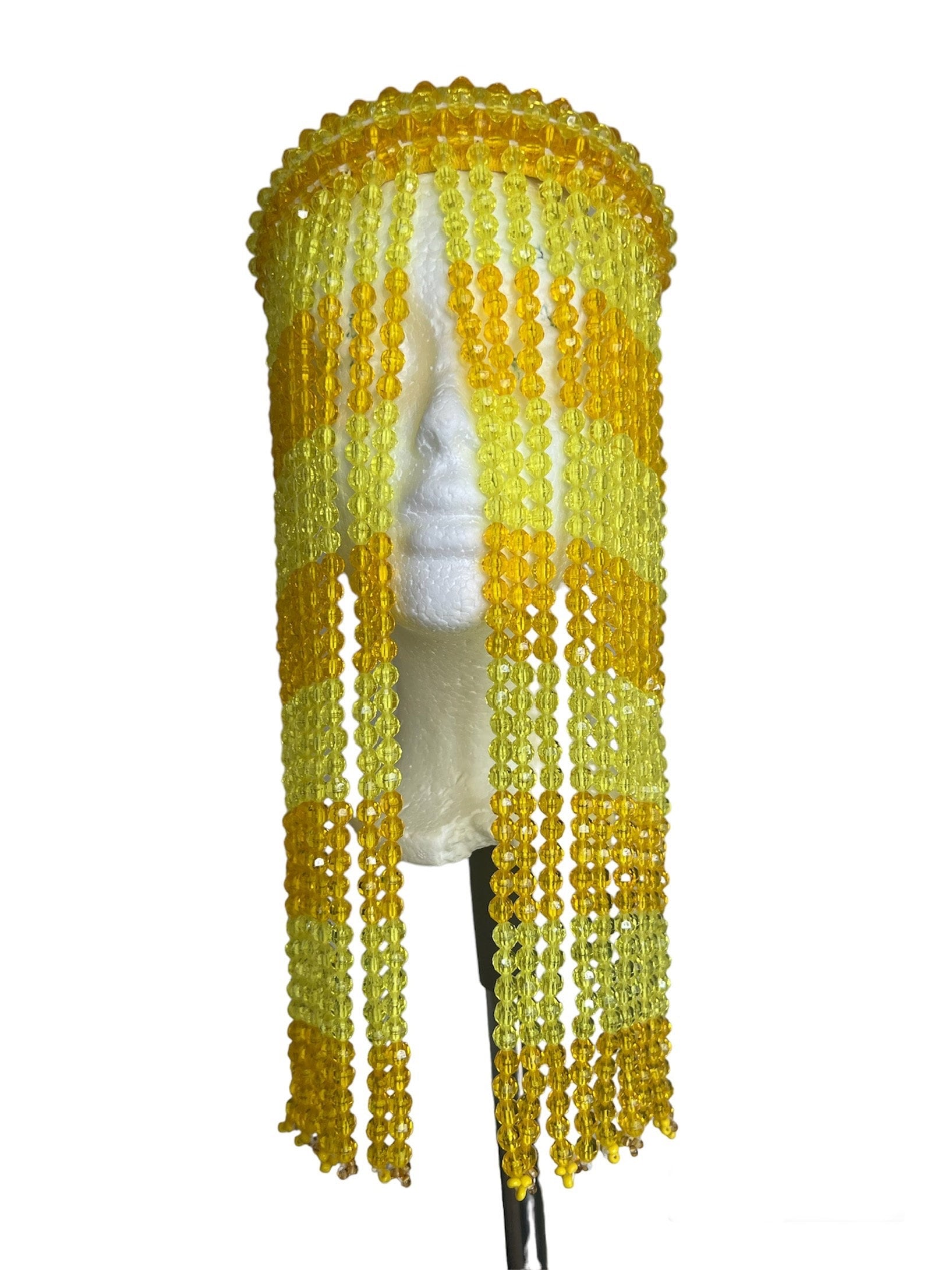 Oshun's様 Yellow Oshun Beaded Face Mask Veil Yoruba African Style - Bead