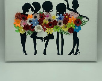 Floral Canvas Arts | Paper Flower Canvas Art | Vinyl Print Canvas Art | Gift for Her