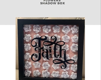Faith 8x8 Black Framed Paper Flowers Shadow Box