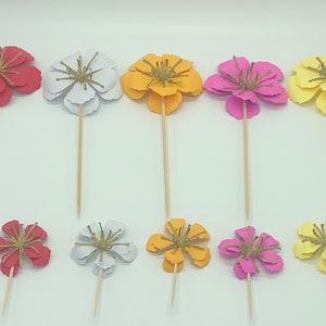 Hibiscus Flowers Cake-Cupcake Toppers image 1