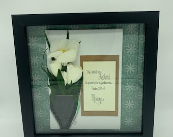 The Lord is My Shepherd Paper Flowers Gift Shadow Box, Mother's Day, House Warming, Just Because Gift, Encouragement Gift