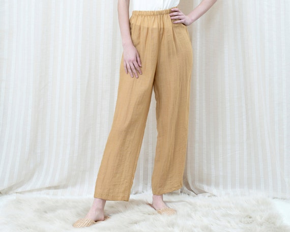 80s yellow high waisted pants medium | minimalist