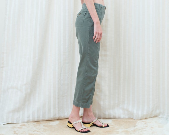 90s olive green khaki twill utility pants | muted… - image 4