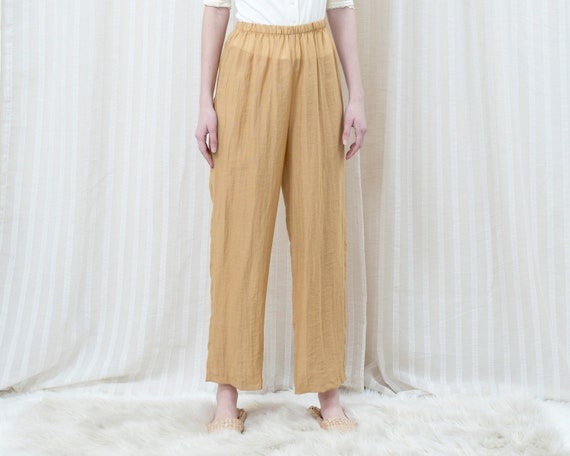 80s yellow high waisted pants medium | minimalist… - image 2