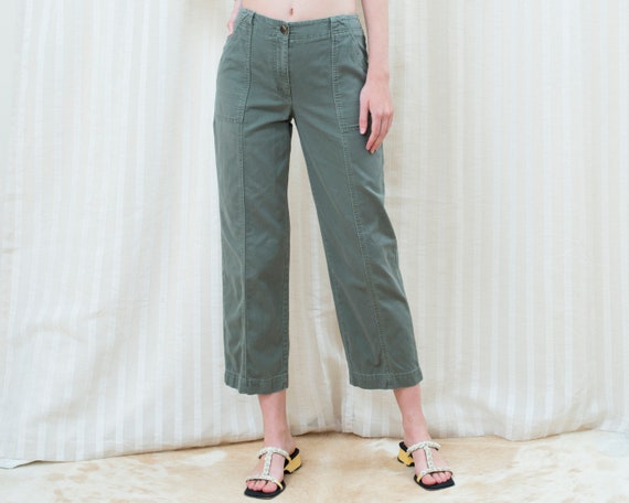 90s olive green khaki twill utility pants | muted… - image 1