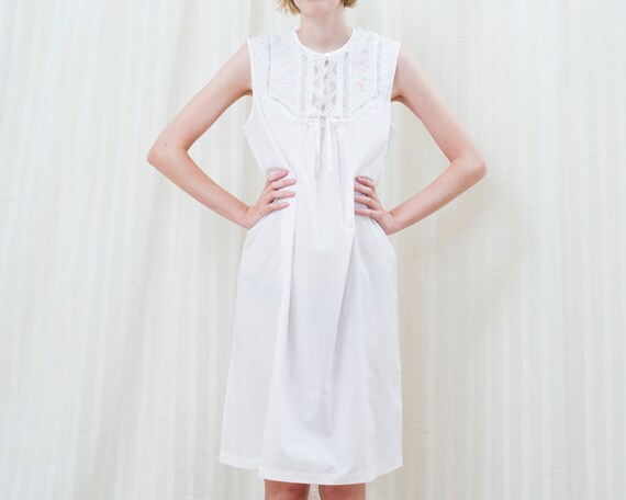 50s pink floral lace prairie slip dress | embroide