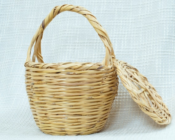 Cute Straw Basket With Lid Women Small Wicker Jane Birkin 