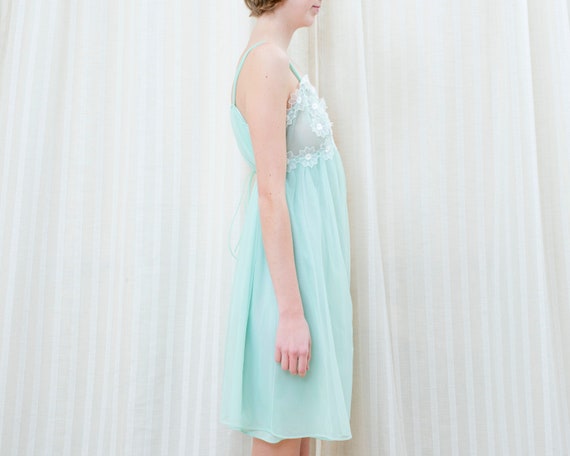 50s mint green slip babydoll slip dress | flower … - image 4