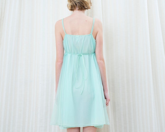 50s mint green slip babydoll slip dress | flower … - image 5