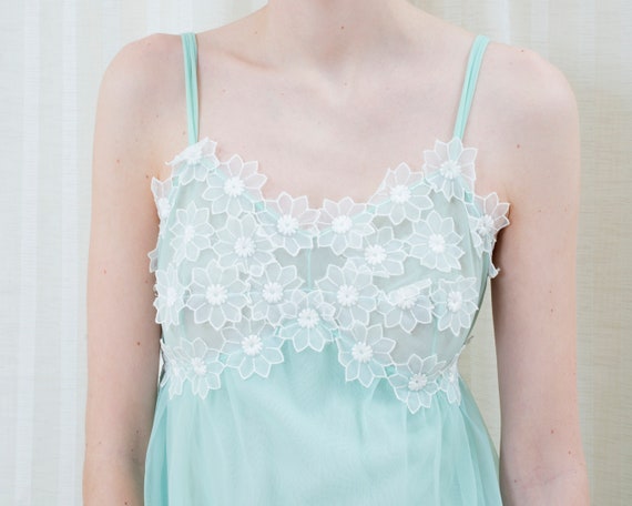 50s mint green slip babydoll slip dress | flower … - image 6