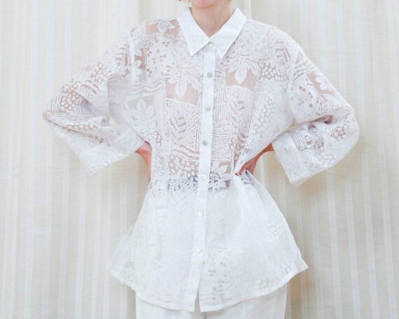 90s sheer blouse1990s sheer blousevintage sheer blouse