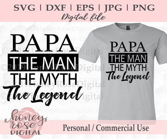 Papa The Man Myth Legend Layered Svg Fathers Day Svg Dad Etsy