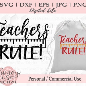 Regra do professor em camadas SVG, ensino svg, professor da escola svg, régua de presente do professor, arquivo de impressão com corte de silhueta Cricut, download DIGITAL instantâneo