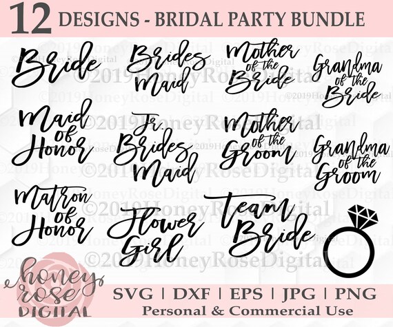 Download Large Bridal Party Svg Bundle Engagement Ring Svg Wedding Etsy