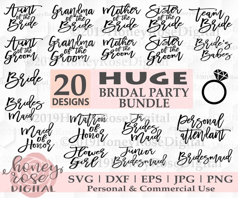 Download Huge Bridal Party SVG Bundle Engagement ring svg Wedding ...