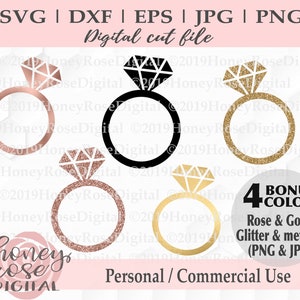 Diamant Ring Bundle svg, Rose gold Braut svg, Verlobung svg, Hochzeit Ring ClipArt, Cricut Silhouette geschnitten Print, Instant DIGITAL download