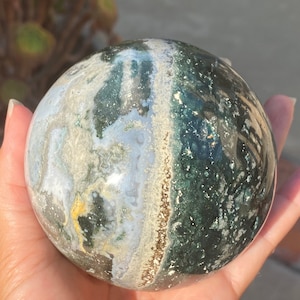 Old Stock Green Ocean Jasper Sphere with Pyrite Orbicular Jasper Crystal Ball Rare Minerals Rock Collection metaphysical Crystal