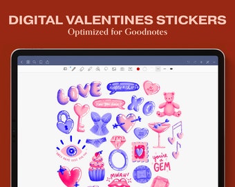 Digitale stickers voor Goodnotes Valentijnsdag Digitale Bullet Journal Digitale Planner Leuke esthetische Goodnotes Stickers PNG