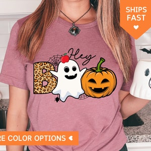 Hey Boo Shirt, Halloween Boo T-Shirt, Ghost Pumpkin TShirt, Cute Halloween T Shirt Women, Funny Ghost Shirt, Retro Fall Tee, Spooky Season