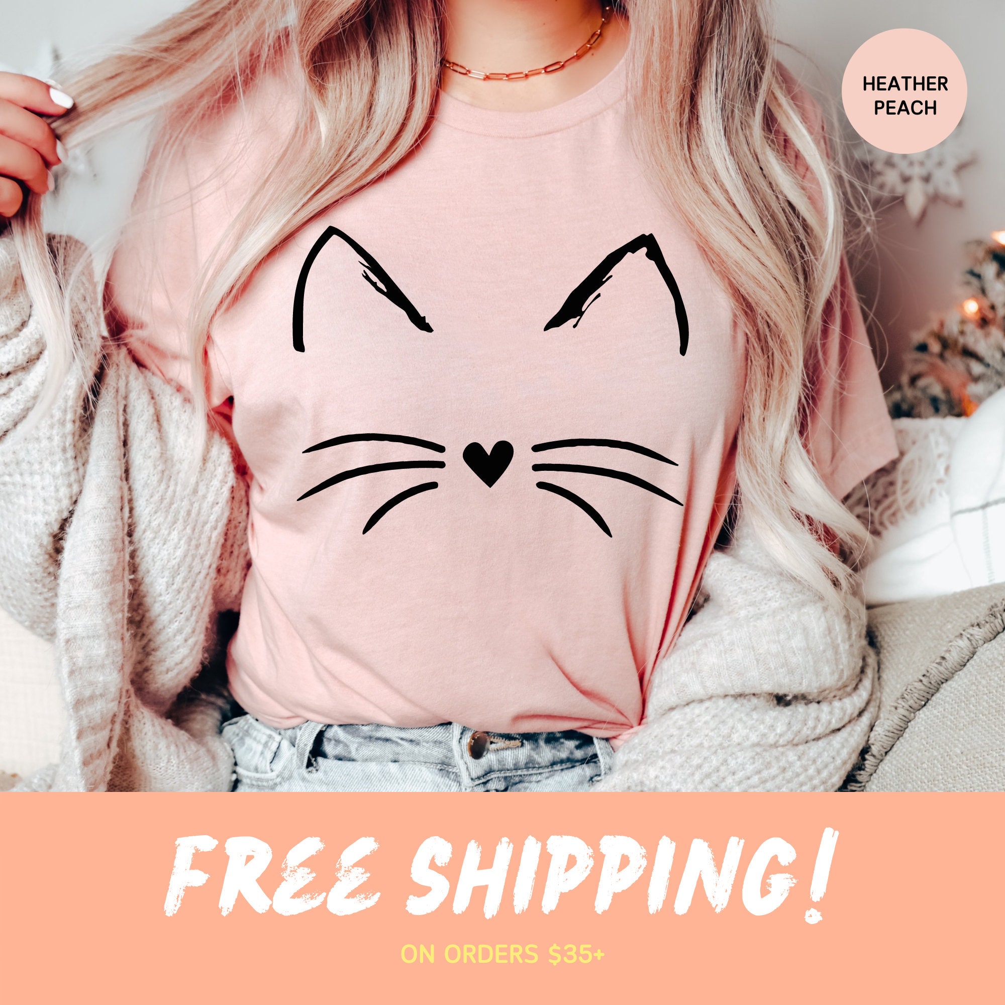 Cat Face Shirt for Women, Cat T Shirt for Her, Gift for Cat Lover for Birthday, Cat Mom TShirt from Daughter, Christmas Gift for Cat Owner