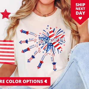Personalized 4th Of July Shirt For Grammy, Custom 4th Of July TShirt, Custom Kids Names T Shirt For Grandma, 4th Of July T-Shirt For Grandma