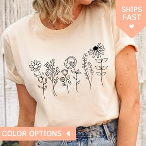 Wildflower Shirt Girls, Wild Flowers TShirt, Floral T Shirt, Wildflower Gift for Women, Ladies T-Shirt, Valentines Day Gift, Cute Flower Tee