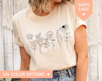 Wildflower Shirt Girls, Wild Flowers TShirt, Floral T Shirt, Wildflower Gift for Women, Ladies T-Shirt, Valentines Day Gift, Cute Flower Tee