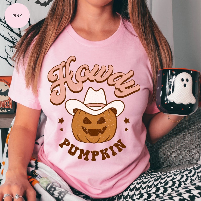 Howdy Pumpkin Shirt, Western Halloween TShirt, Cowgirl Party Tee, Retro Vintage Pumpkin T-Shirt, Cute Fall T Shirt for Women, Gift for Her image 5