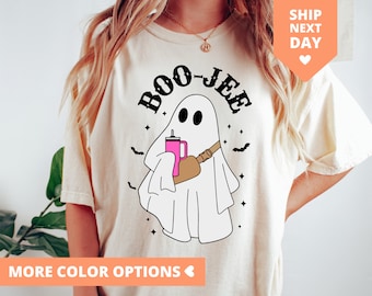 ハロウィンのゴーストシャツ、ブージーTシャツ、ブーTシャツ、不気味なゴーストTシャツ、不気味な季節のゴーストTシャツ、不気味な雰囲気のシャツ、レトロなハロウィンギフト