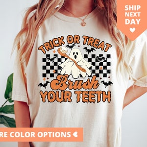 Halloween Zahnarzt Shirt, Süßes Oder Saures Putzen Sie Ihre Zähne TShirt, Spooky Zahnarzthelfer Geschenk, Zahnarzthelfer T Shirt, Lustiges Halloween Tee