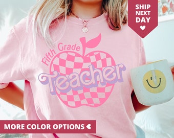 Fifth Grade Teacher Shirt, Personalized Teacher T Shirt, Retro Cute Teacher TShirt, 1st Grade Back To School Tee, Teacher Appreciation Gift