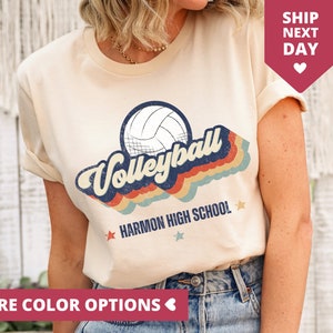 Custom Volleyball School Shirt, Retro Volleyball Team TShirt, Cute Game Day T Shirt, Volleyball Gift For Girls, Volleyball Gift For Coach