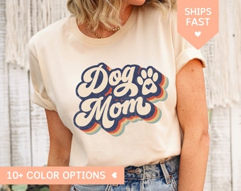 Retro Hundemama Shirt zum Muttertag, Hundemama Geschenk für Frauen, Hunde Mama T Shirt mit Pfotenabdruck, Hundeliebhaber Geschenk für Hundebesitzer, Geschenk für Hundemama