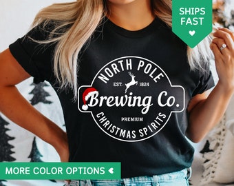 Funny Christmas Shirt, North Pole Brewing Co Shirt, Cute Christmas Tees, North Pole Shirt, Merry Christmas Spirits Shirt Women, Brewing Co