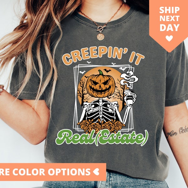 Real Estate Halloween Shirt, Funny Real Estate Agent TShirt, Creepin It Real Estate T Shirt For Realtor, Halloween Real Estate Agent T-Shirt