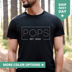 Maglietta Pops Est 2024 per uomo, maglietta divertente per uomo, regalo personalizzato per Pops, regalo per la festa del papà, nuova maglietta Pops, regalo di anniversario, maglietta per neonato