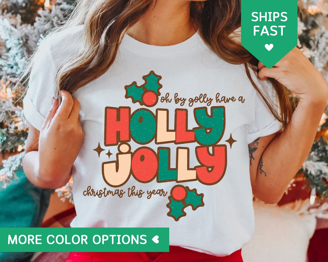 Holly Jolly Christmas Shirt, Retro Christmas Tshirt, Holly Jolly Vibes