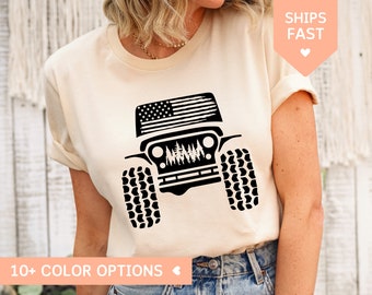 American Offroad TShirt, Offroad Forest Shirt, Offroad Adventure T Shirt, USA Flag T-Shirt for USA Offroad, 4WD V8 Offroad Tee, 4WD Flag USA