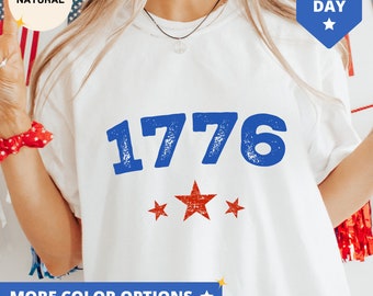 1776 Shirt Retro USA T-Shirt Unabhängigkeitstag T-Shirt Amerika 1776 T-Shirt Frauen 1776 Vaterländisches T-Shirt für Unabhängigkeitstag Weinlese Est 1776