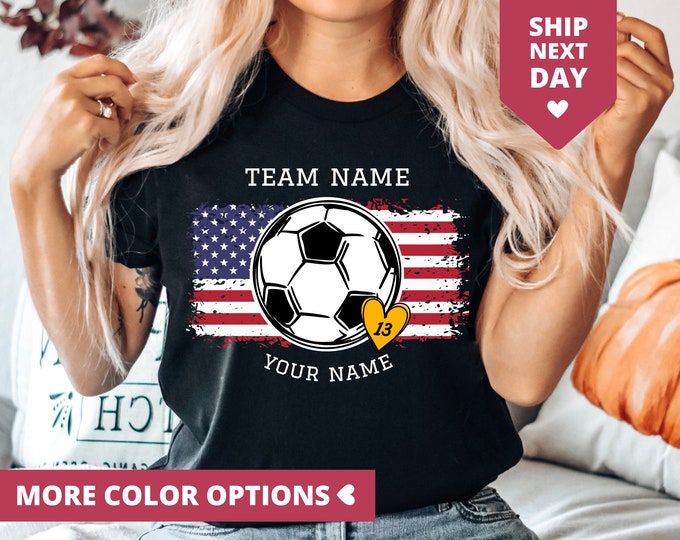 Personalized Soccer Shirt Mom, Soccer Team TShirt, Soccer T Shirt With Name Number, Custom Soccer T-Shirt Gift For Women, Soccer Player Tee