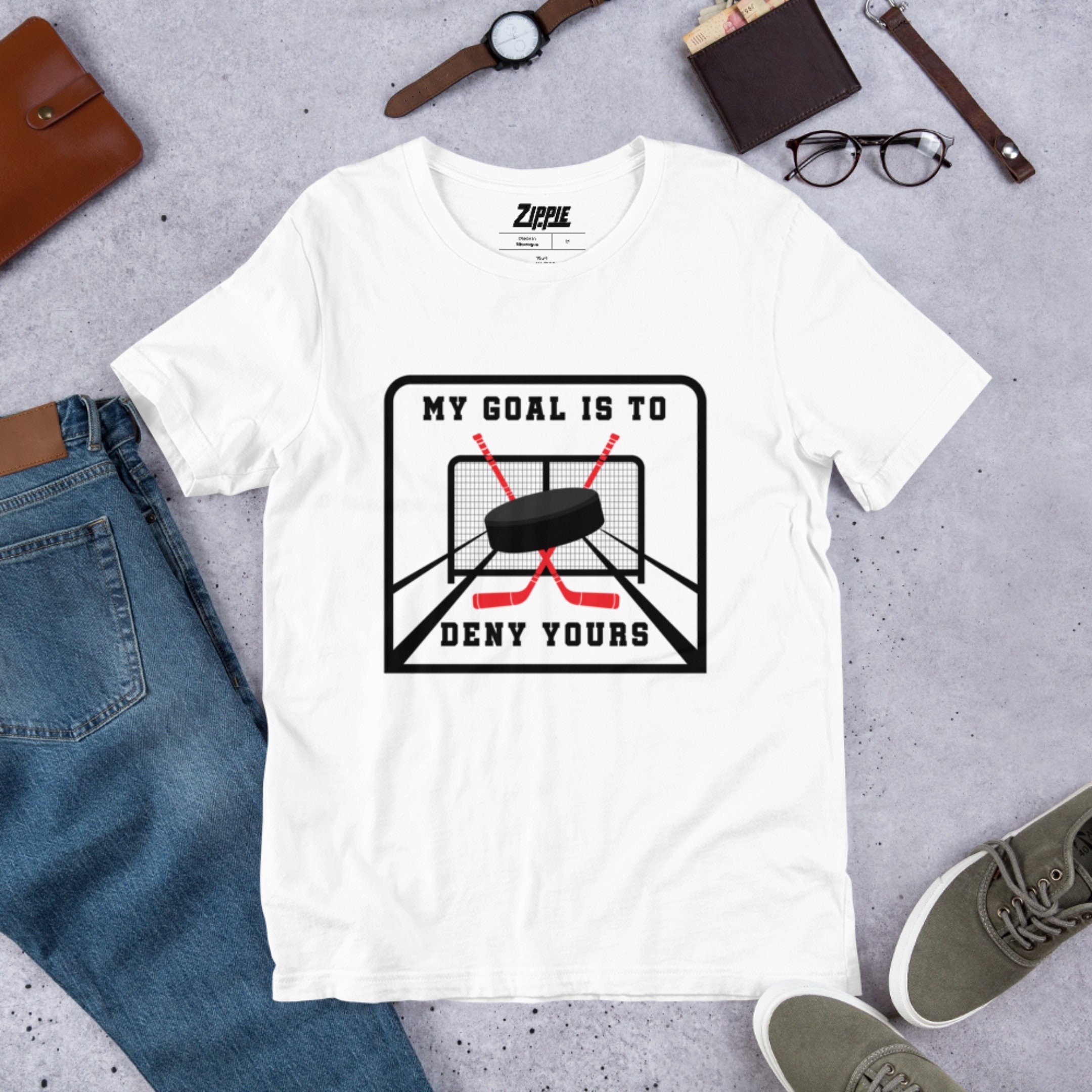 Funny My Goal Is To Deny Yours Hockey Goalie Ice Gift Shirt