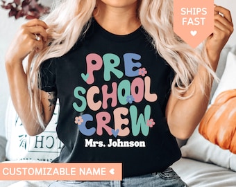 Vorschullehrer-T-Shirt, kundenspezifisches Vorschul-T-Shirt für Lehrer, niedliches kundenspezifisches Vorschul-Crew-T-Shirt für Lehrer-Geschenk, personalisiertes Lehrer-T-Shirt