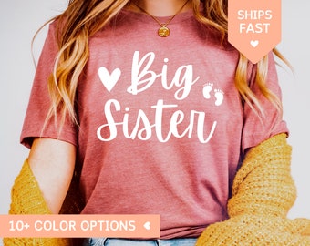 Big Sister Shirt Baby Announcement, Big Sis TShirt, Big Sister T-Shirt Valentines Day, Sister Pregnancy Reveal Little Sister Gift for Sister