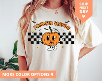 Pumpkin Season Halloween Shirt, Vintage Pumpkin Spices Season T-Shirt, Retro Pumpkin TShirt Women, Cute T Shirt For Fall, Cute Halloween Tee