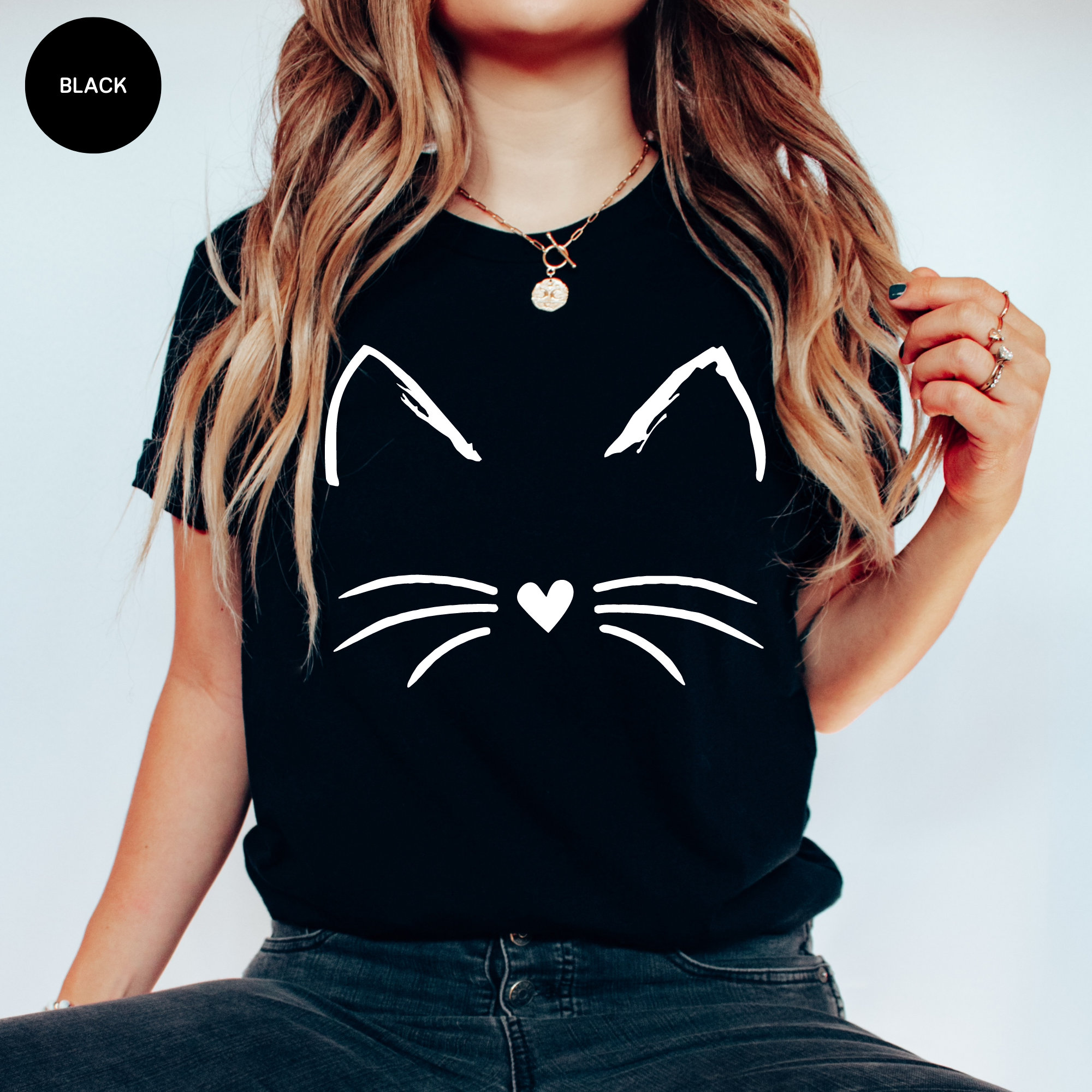 Cat Face Shirt for Women, Cat T Shirt for Her, Gift for Cat Lover for Birthday, Cat Mom TShirt from Daughter, Christmas Gift for Cat Owner