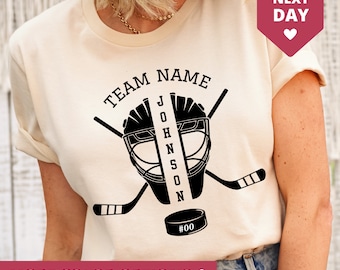 Hockey Mom Shirt, Personalized Hockey TShirt, Custom Hockey T Shirt, Hockey Mom Gift, Personalized Hockey Team Tee, Hockey Mama T-Shirt Gift