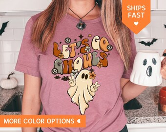 Lets Go Ghouls Shirt Retro Halloween TShirt Cute Halloween T Shirt Vintage Ghost Shirt Spooky Season Fall T-Shirt Funny Halloween Party
