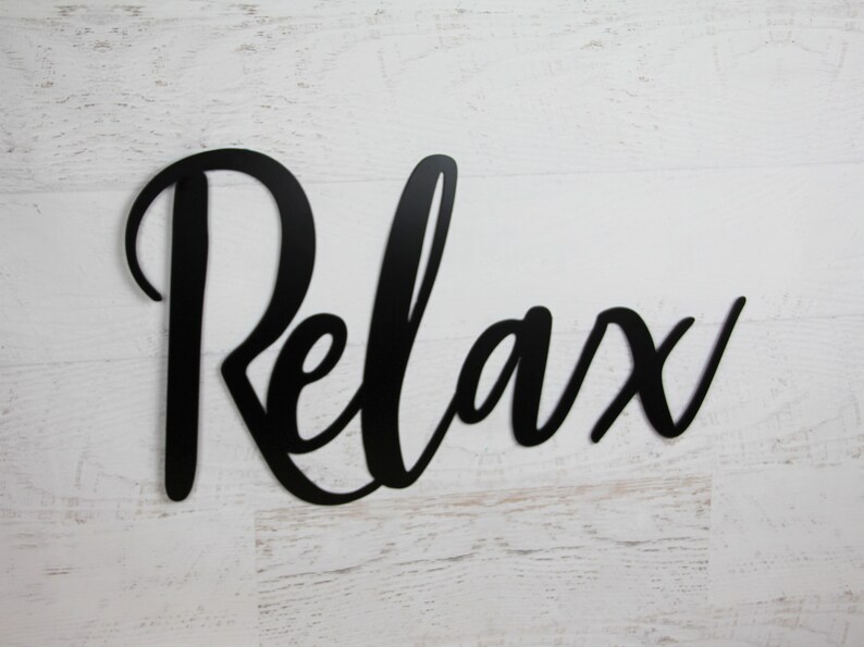 Relax metal word art decor relax cursive wall hanging Relax Etsy