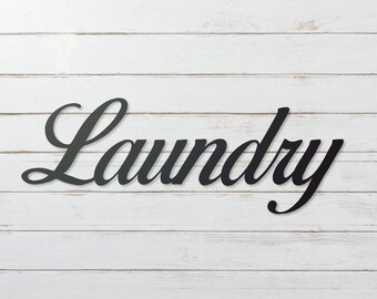 Laundry Sign, Metal Word Sign, Laundry Room Decor, Bathroom Decor